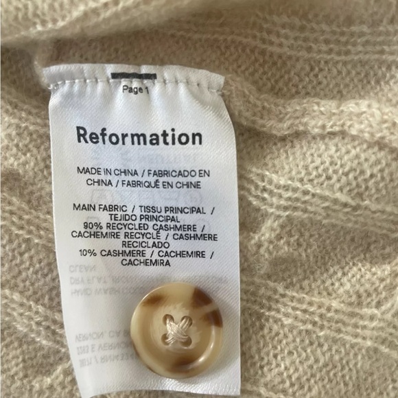 Reformation Beige Giusta Oversized Cashmere Cable Knit Cardigan S - Picture 12 of 12